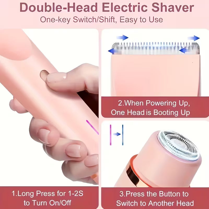 2 In 1 Dual Head Electric Shaver & Trimmer Device For Women
