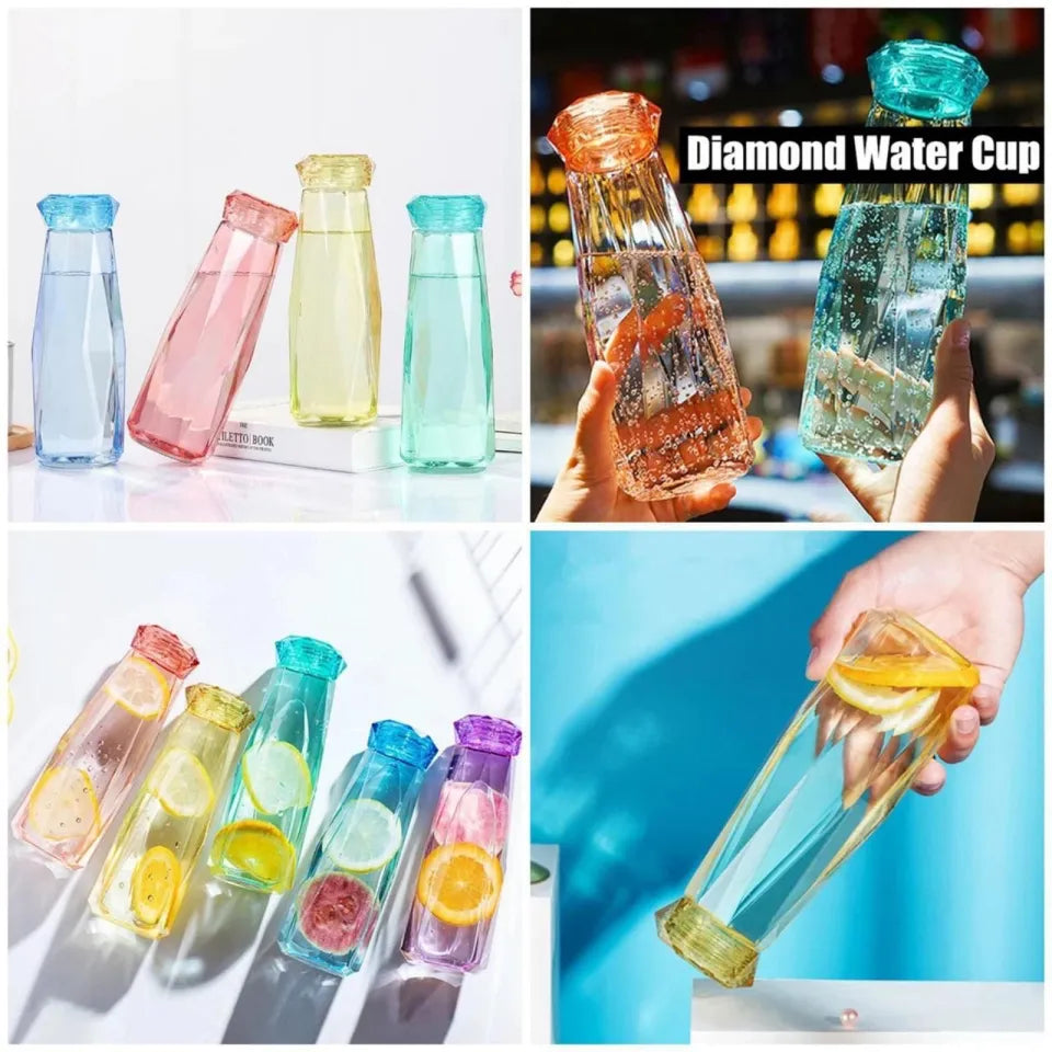 420ML Diamond Glass Water Bottle Compact Reusable Travel Bottle