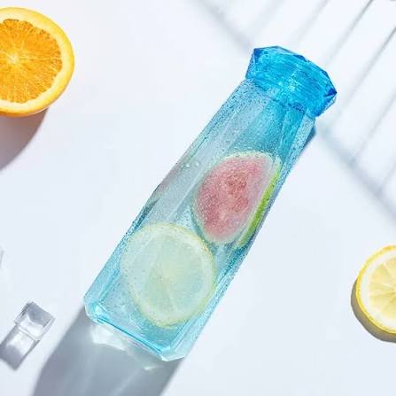 420ML Diamond Glass Water Bottle Compact Reusable Travel Bottle