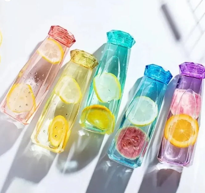 420ML Diamond Glass Water Bottle Compact Reusable Travel Bottle