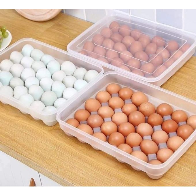 24 Slot Egg Organizer Box – Durable Plastic Fridge Storage Container