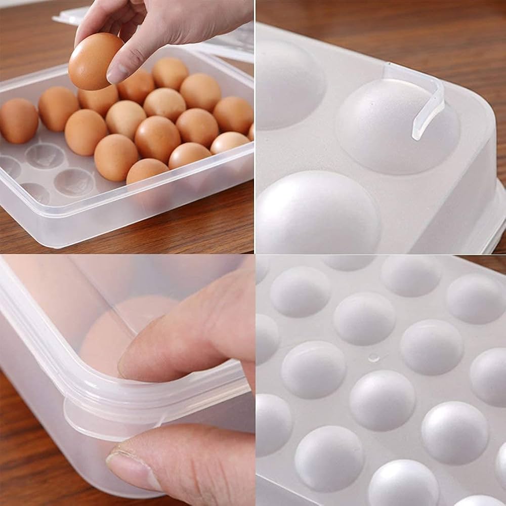 24 Slot Egg Organizer Box – Durable Plastic Fridge Storage Container
