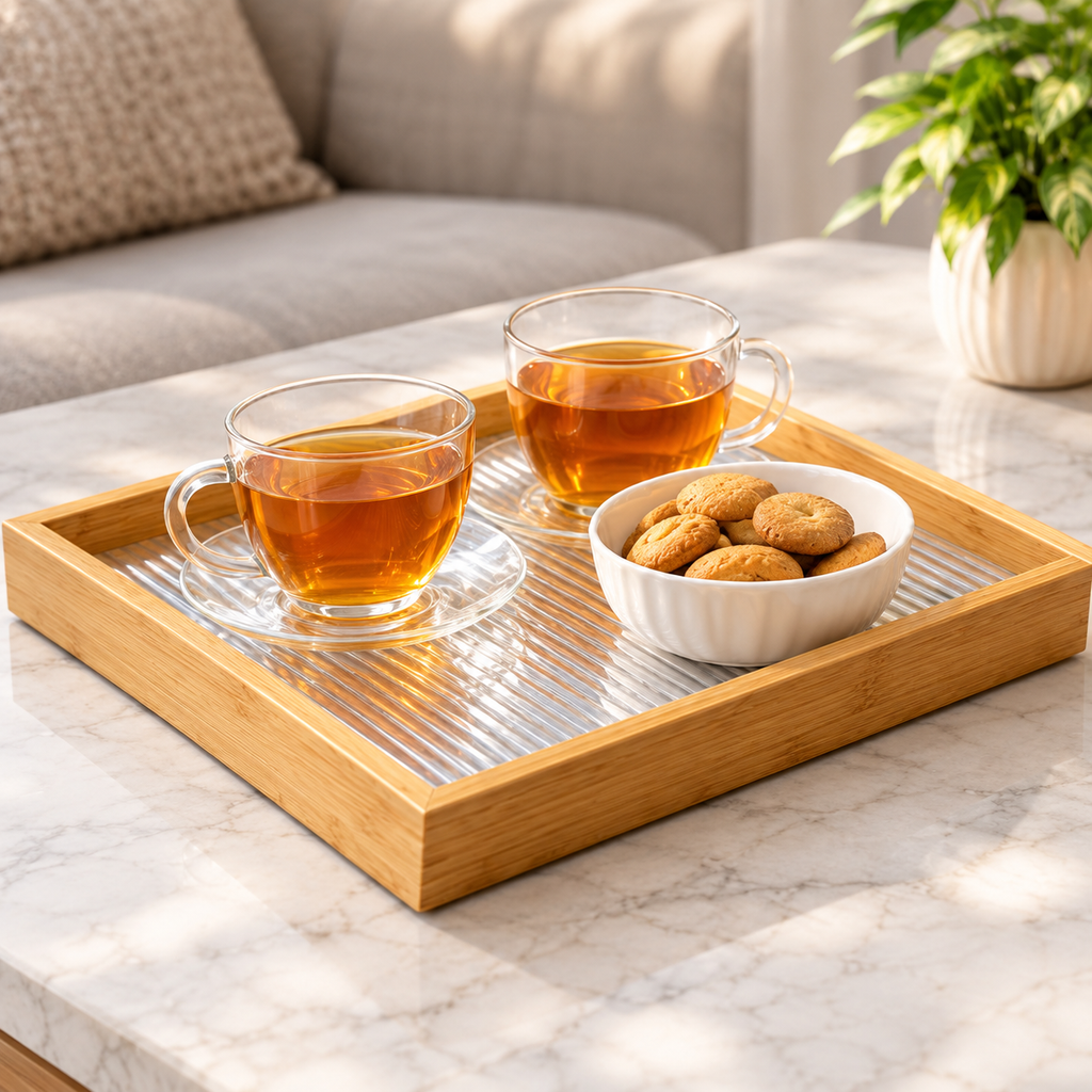 Premium Textured Acrylic Serving Tray | Elegant Decorative & Serving Tray
