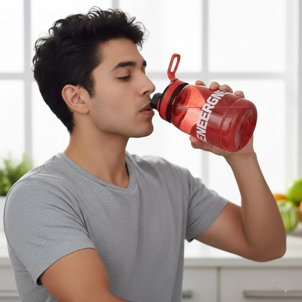 1L Plastic Sports Water Bottle – BPA-Free Hydration Bottle ( Random Color)
