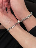 2 PCs Magnetic Heart Bracelets For Women Men Romantic Couple Bracelets Link Chain Stitching Bangle Valentine Day Gifts
