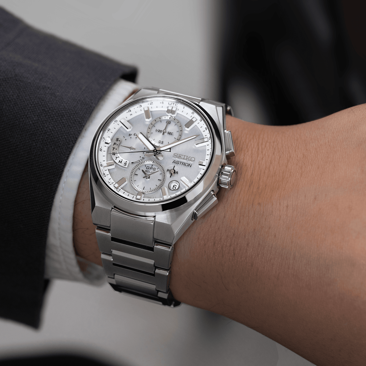 Seiko Astron GPS Solar Dual-Time Chronograph Watch SSH159
