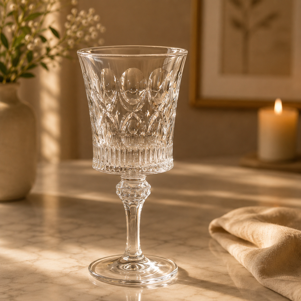 Set of 6 Stemmed Drinking Glasses | 280ml Premium Goblets for Water, Juice & Mocktails