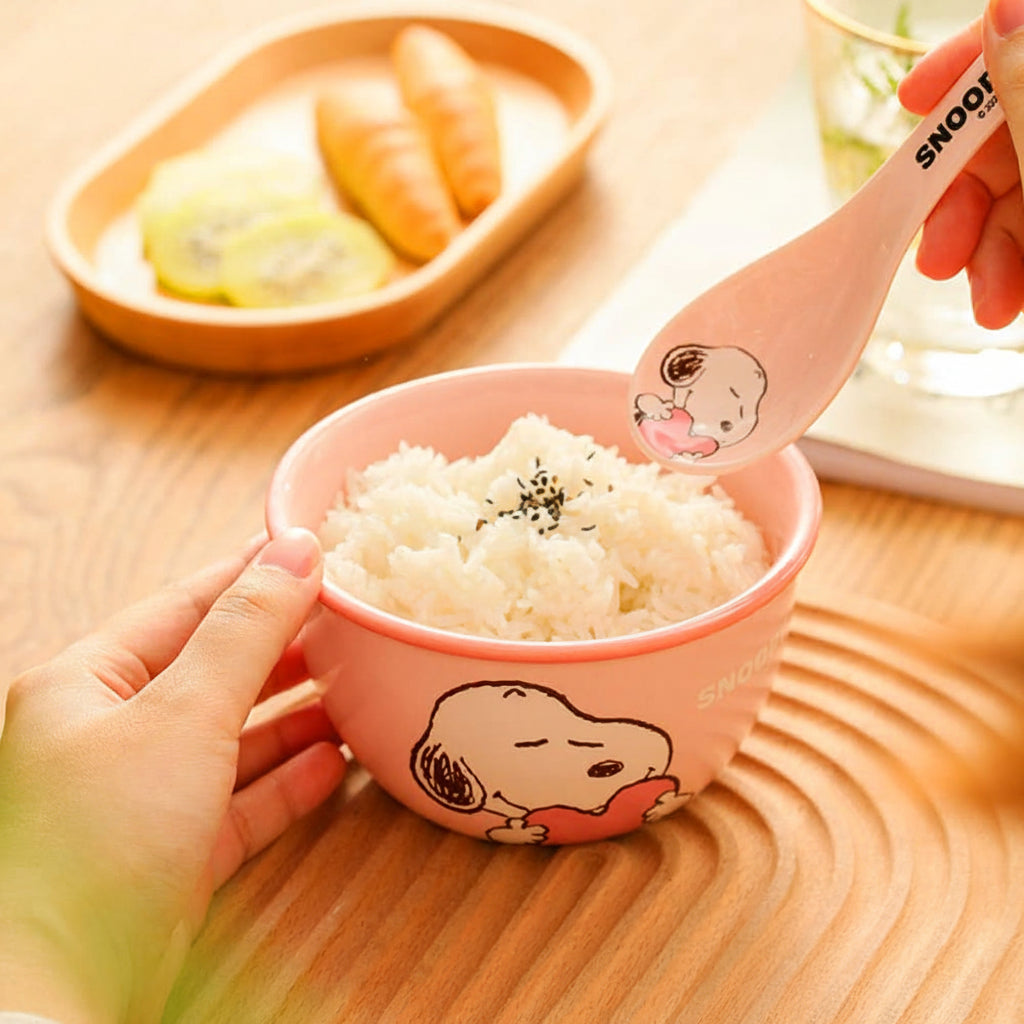 Disney Snoopy Ceramic Bowl Set | 4 Pieces Gift Pack | Premium Ceramic Soup, Cereal & Dessert Bowl Set