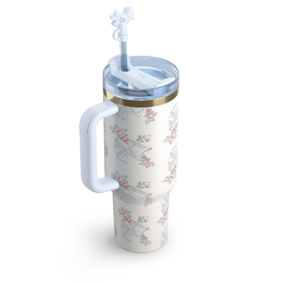 The Stanley X LoveShackFancy Holiday Quencher 40 OZ  - Rosa Beaux Blue