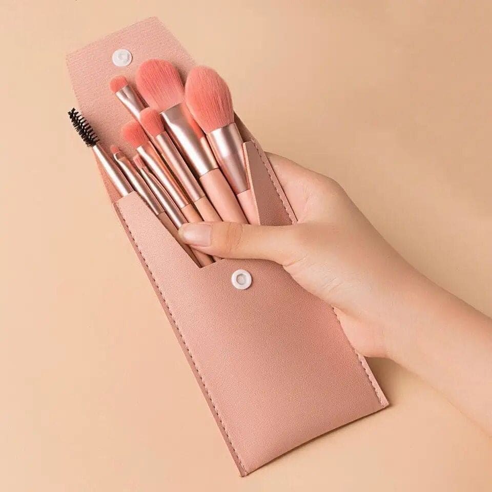 8pcs Travel Mini Makeup Brush Set Concealer Brush Blush Loose Powder Brush Eye Shadow Highlighter Foundation Brush Beauty Tool