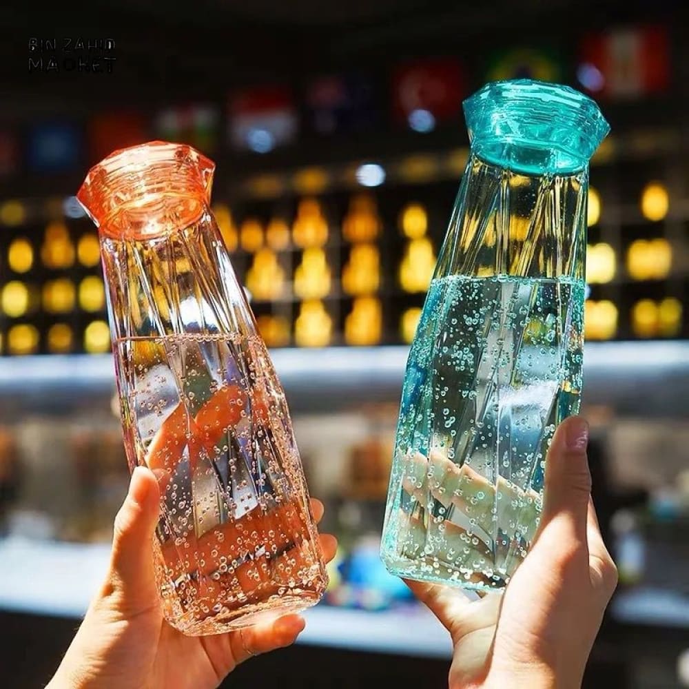 420ML Diamond Glass Water Bottle Compact Reusable Travel Bottle