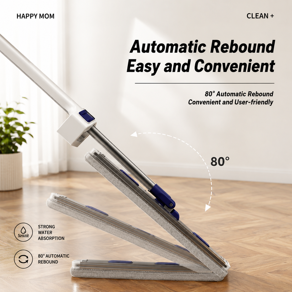 Flat Squeeze Mop Aluminum Alloy Hand-Free Wringing Microfiber Wet & Dry Mop | Self-Wringing Floor Cleaning System
