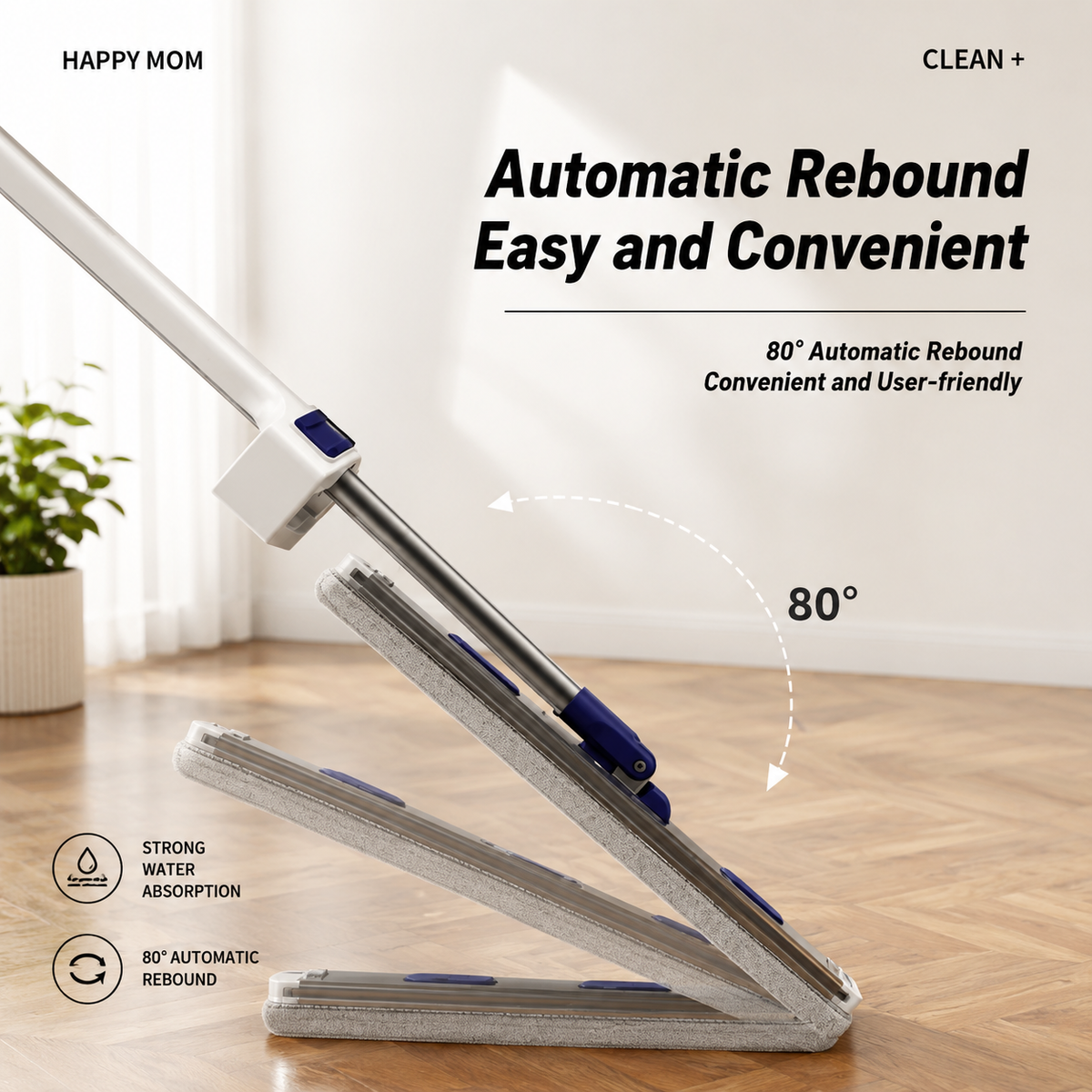 Flat Squeeze Mop Aluminum Alloy Hand-Free Wringing Microfiber Wet & Dry Mop | Self-Wringing Floor Cleaning System