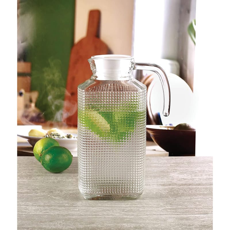 Glass Water Jug with Plastic Lid – 1.74L Premium Beverage Pitcher