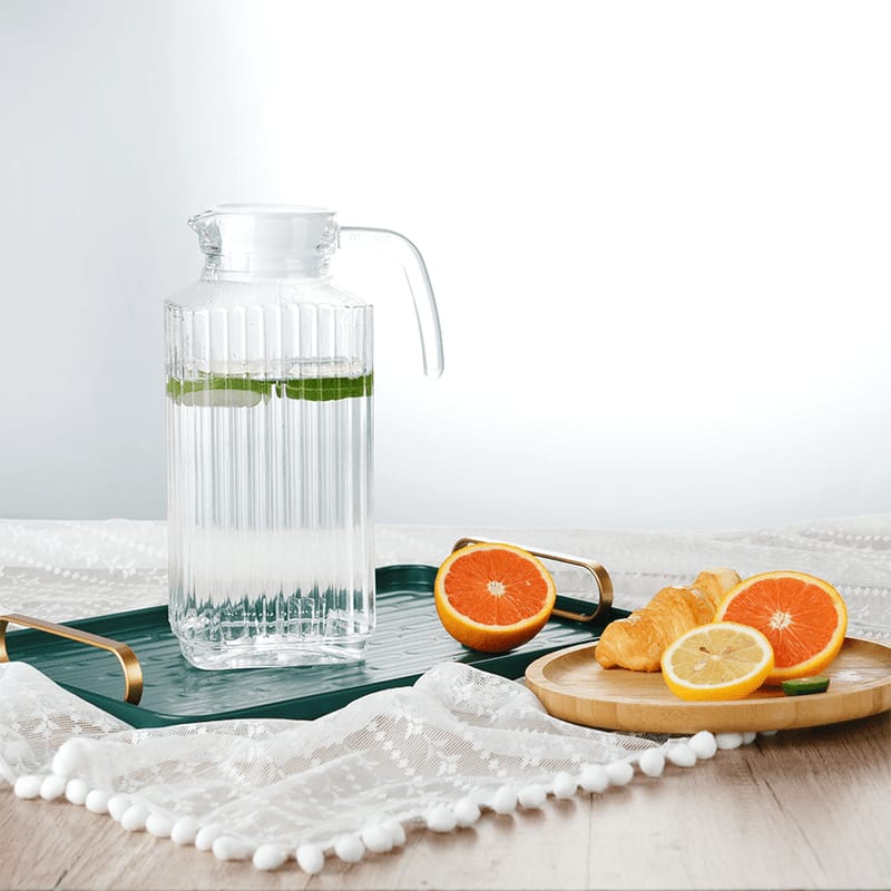 Glass Water Jug with Plastic Lid – 1.74L Premium Beverage Pitcher