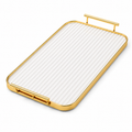 Gold Metal Serving Tray with Frosted Glass Base | Luxury Decorative Serving & Display Tray