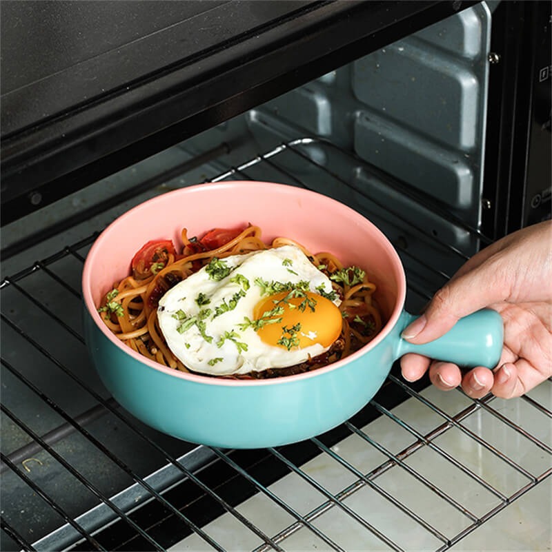 DANNY HOME Ceramic Bowl with Handle – 6.2" Microwave Safe