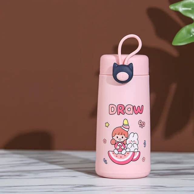 Cute Character Glass Water Bottle (Random Color)