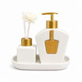 porcelain soap dispenser and diffuser set with tray luxury bathroom accessory set