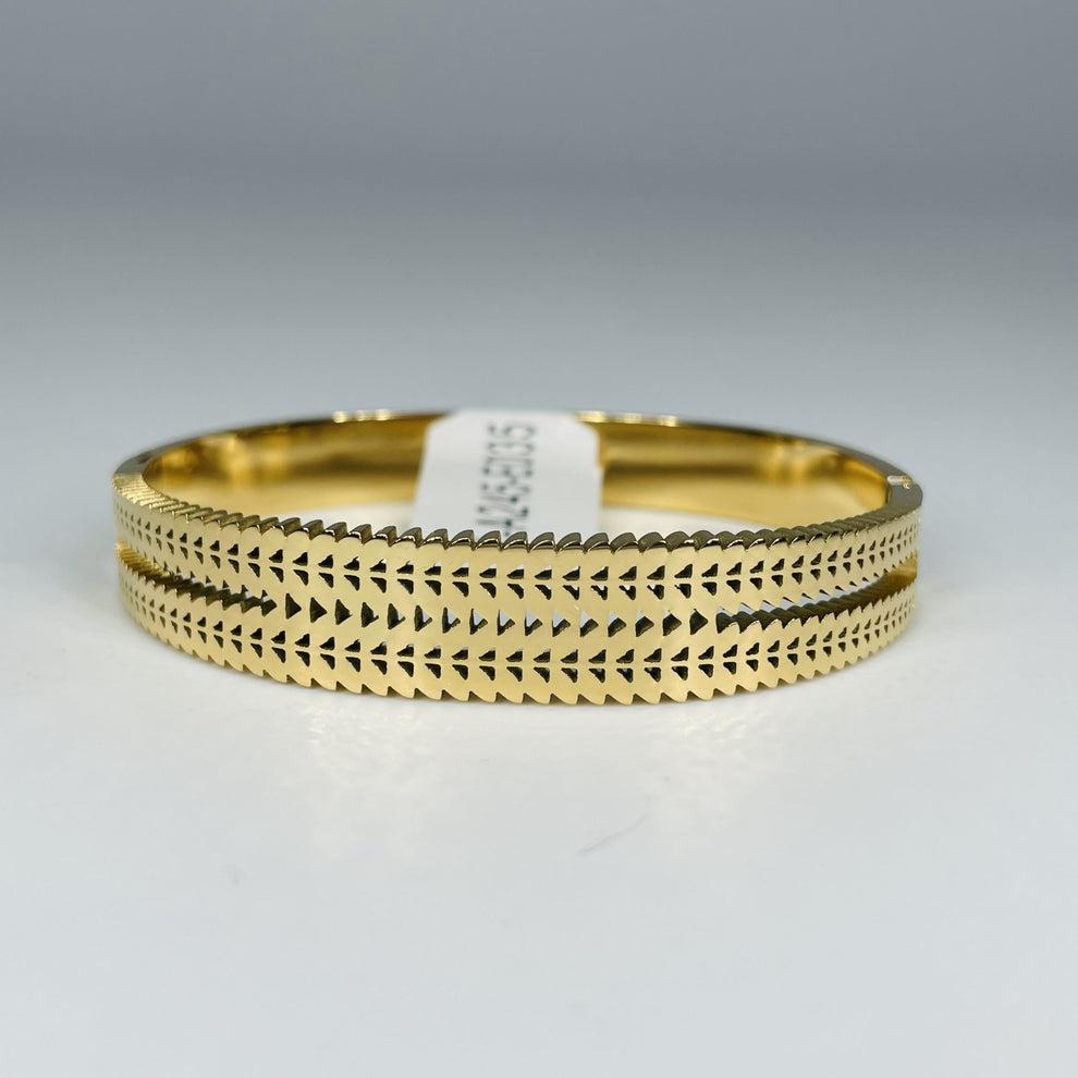Elegant Gold-Tone Crystal Tennis Bracelet for Women – Sparkling CZ Bangle Jewelry