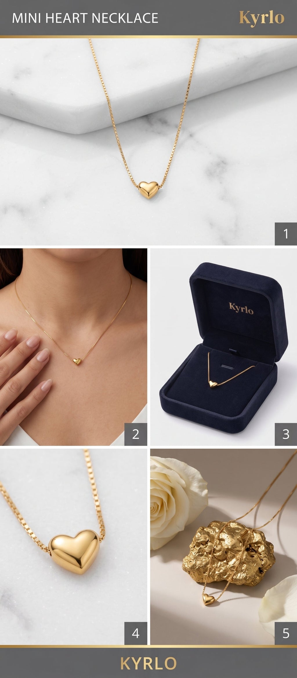 Mini Gold Heart Pendant Necklace – Kyrlo