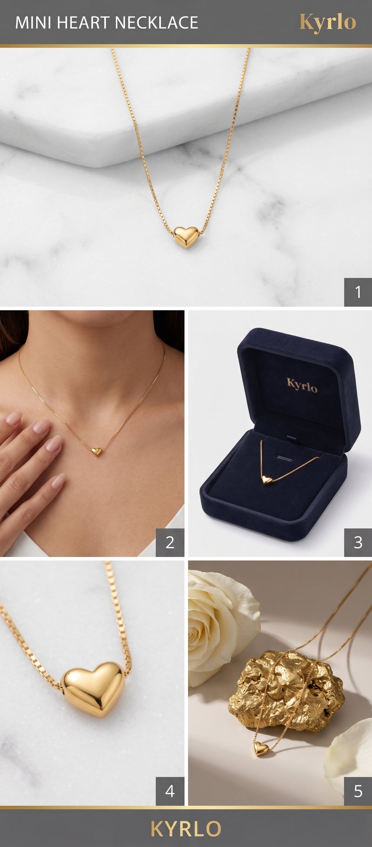 Mini Gold Heart Pendant Necklace – Kyrlo